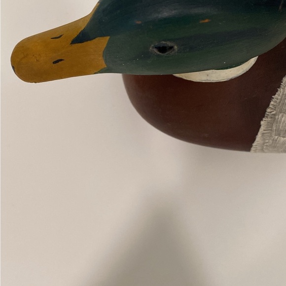 Vintage Signed Hand Carved Duck Mallard Drake Wood Decoy - Picture 4 of 9